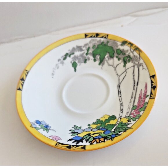 Antique Adderley Ware England Silver Birch Bone China Teacup & Saucer 1910-1919 - Picture 10 of 13